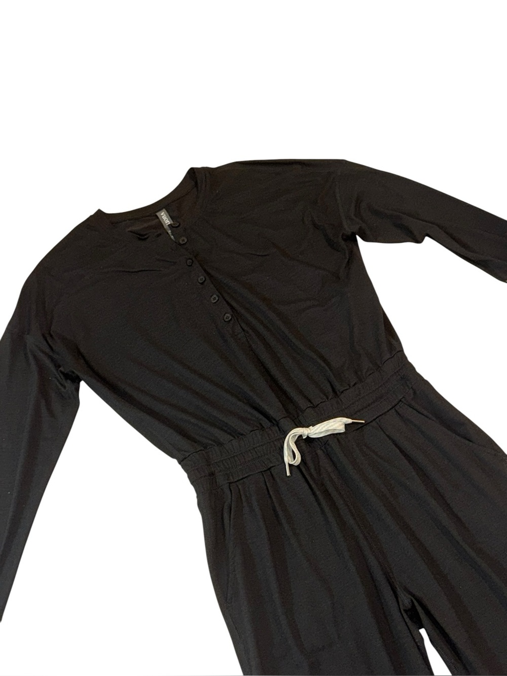 VUORI Lux black Hunley Long Sleeve Slouchy Jersey Knit Lounge Wear jumpsuit - Picture 4 of 7